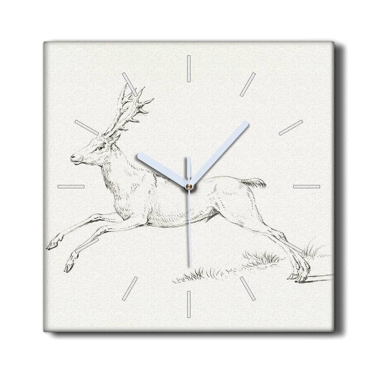 Toile décoration murale cerfs Coloray horloge sur toile 30x30cm salon