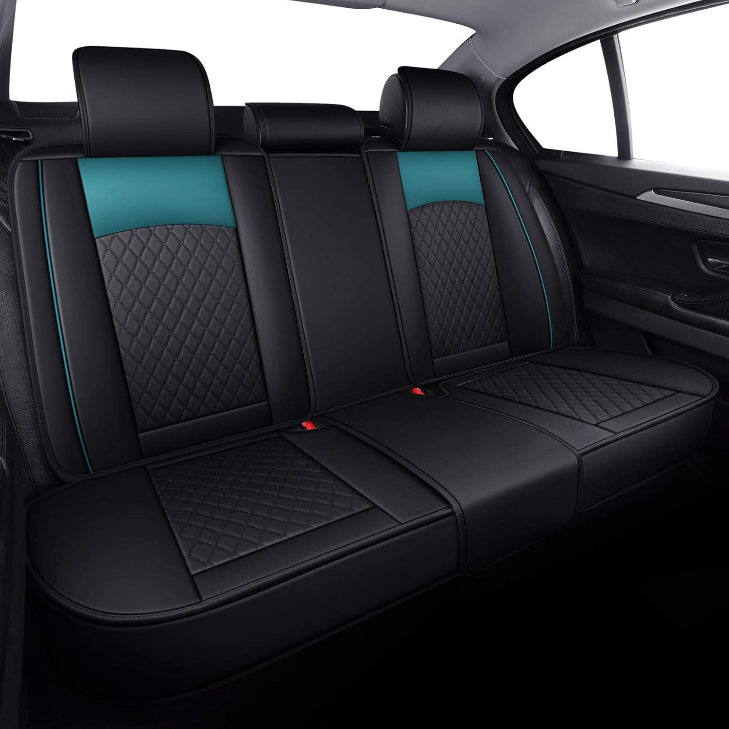 Aierxuan Car Seat Covers Full Set Leather Waterproof Universal for Nissan Altima Rogue Chevrolet Equinox CRV Camry 4Runner Civic Highlander Corolla Cruze Ranger Sentra (Full Set, Black-Green)
