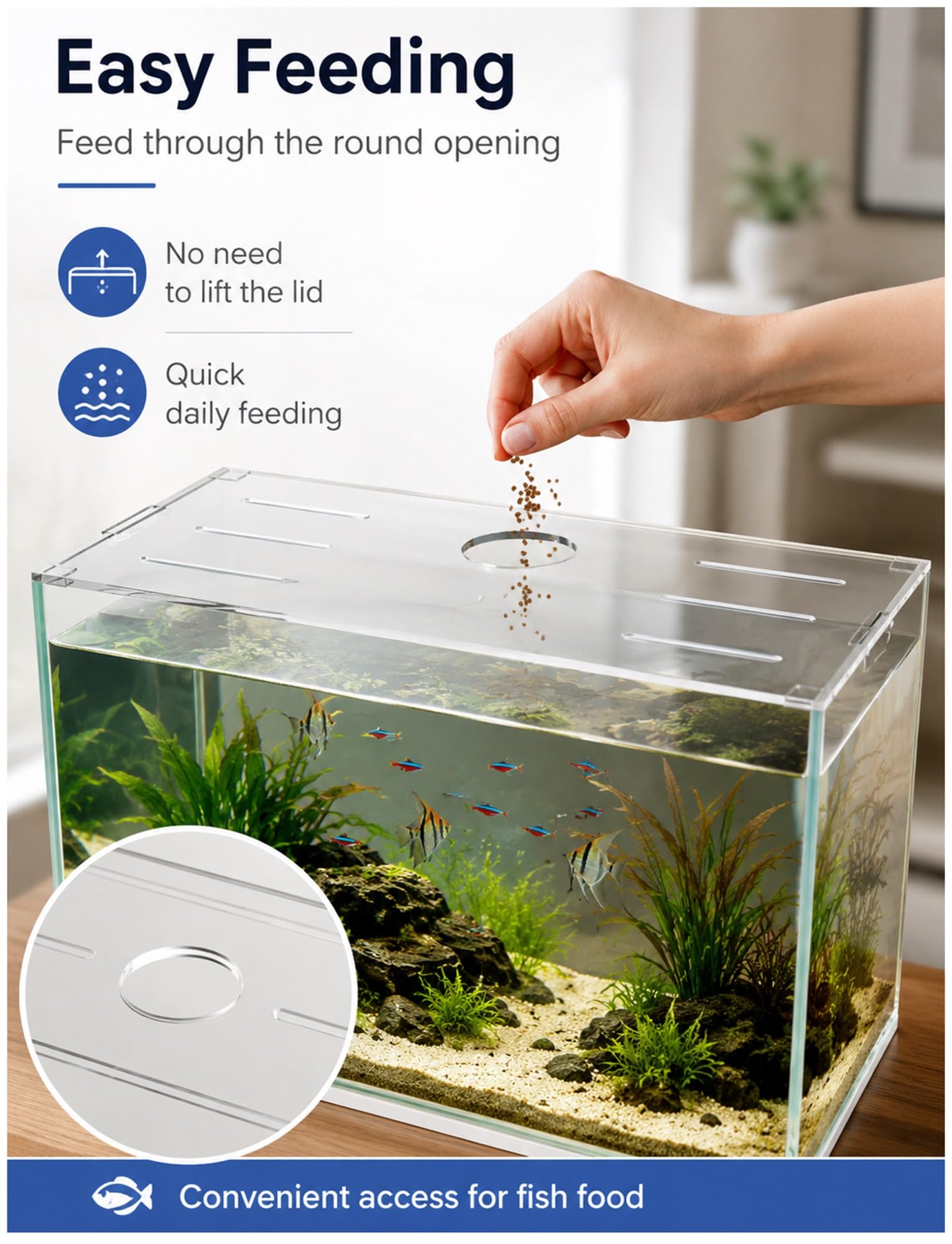 Couvercle d'aquarium en Acrylique, Couvercle d'aquarium Transparent avec Trou d'alimentation et Fentes d'air, 3 mm, Plusieurs Tailles, réduit Les sauts, Soins Quotidiens(71x20cm)