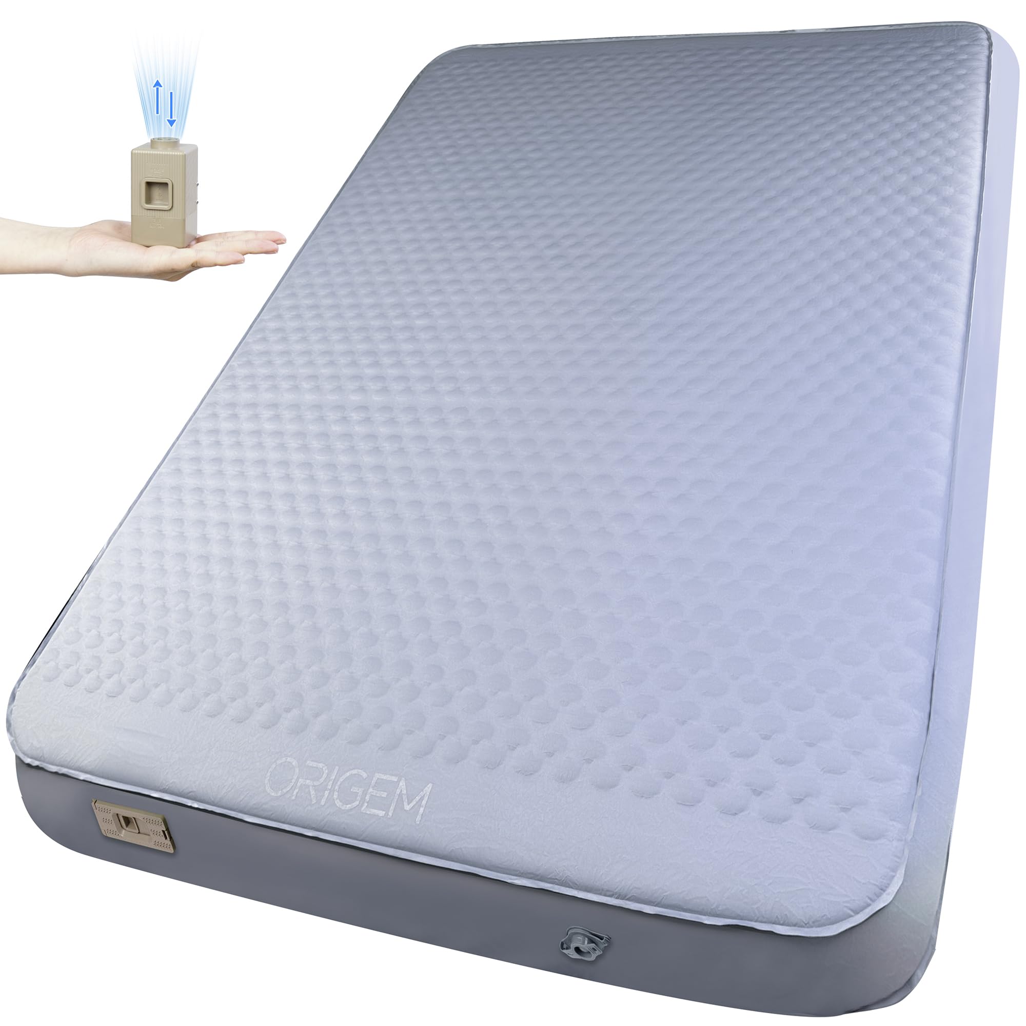 Origem Luftmatratze Camping 2 Personen 200x140 cm mit Elektrischer Pumpe, Isomatte Selbstaufblasend 10CM Dicker luftbett Matratze Schlafmatte Aufblasbar Langlebig Thermal für Outdoor, Wandern, Zelt