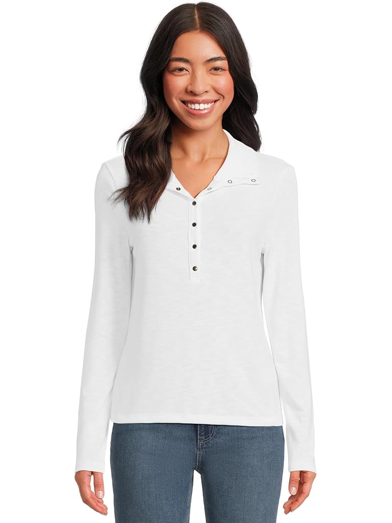 White Michael Stars Issa Rib Mix Henley