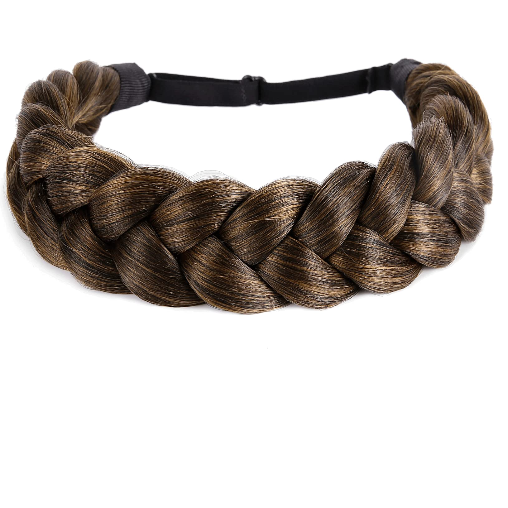 STHEJFB Bohemian Braided Headband Oversized Classic Wide Braids Adjustable Elastic Strap Synthetic Wig Headband Women's Braids Beauty Accessories (