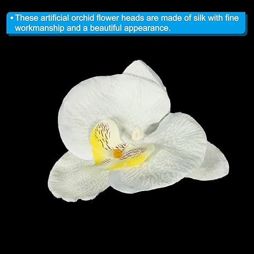 Miniatura 10 de PATIKIL Cabezales de orquídeas artificiales de 3.5 pulgadas, paquete de 40 cabezas de orquídea mariposa falsa de seda para decoración de ramo floral