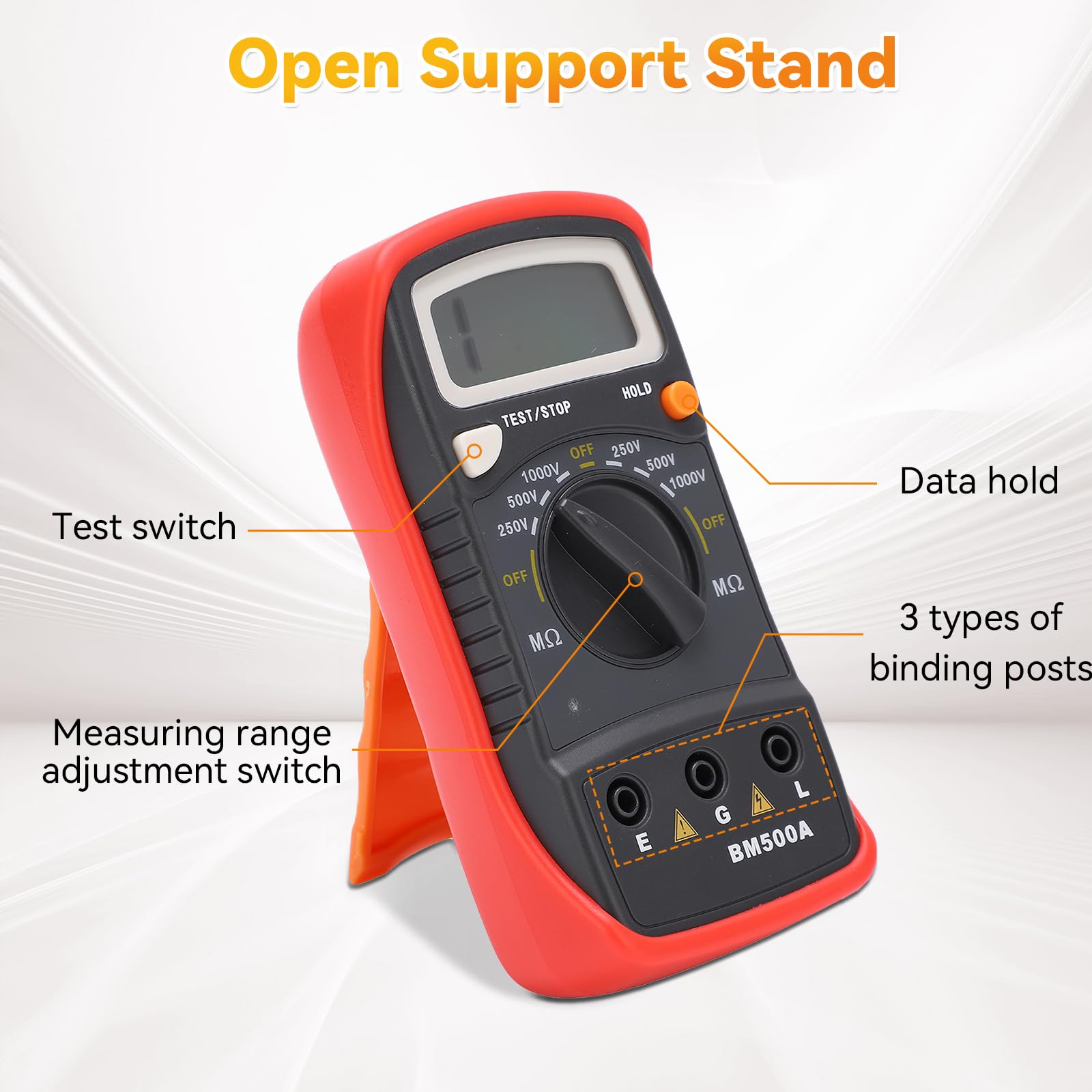 Testeur D'isolation,Mégohmmètre, Mégohmmètre Numérique LCD, Testeur De Résistance Numérique BM500a 1000 V, Compteur De Résistance D'isolation Megohm Mètre Pour la Maintenance Et le Test des équip