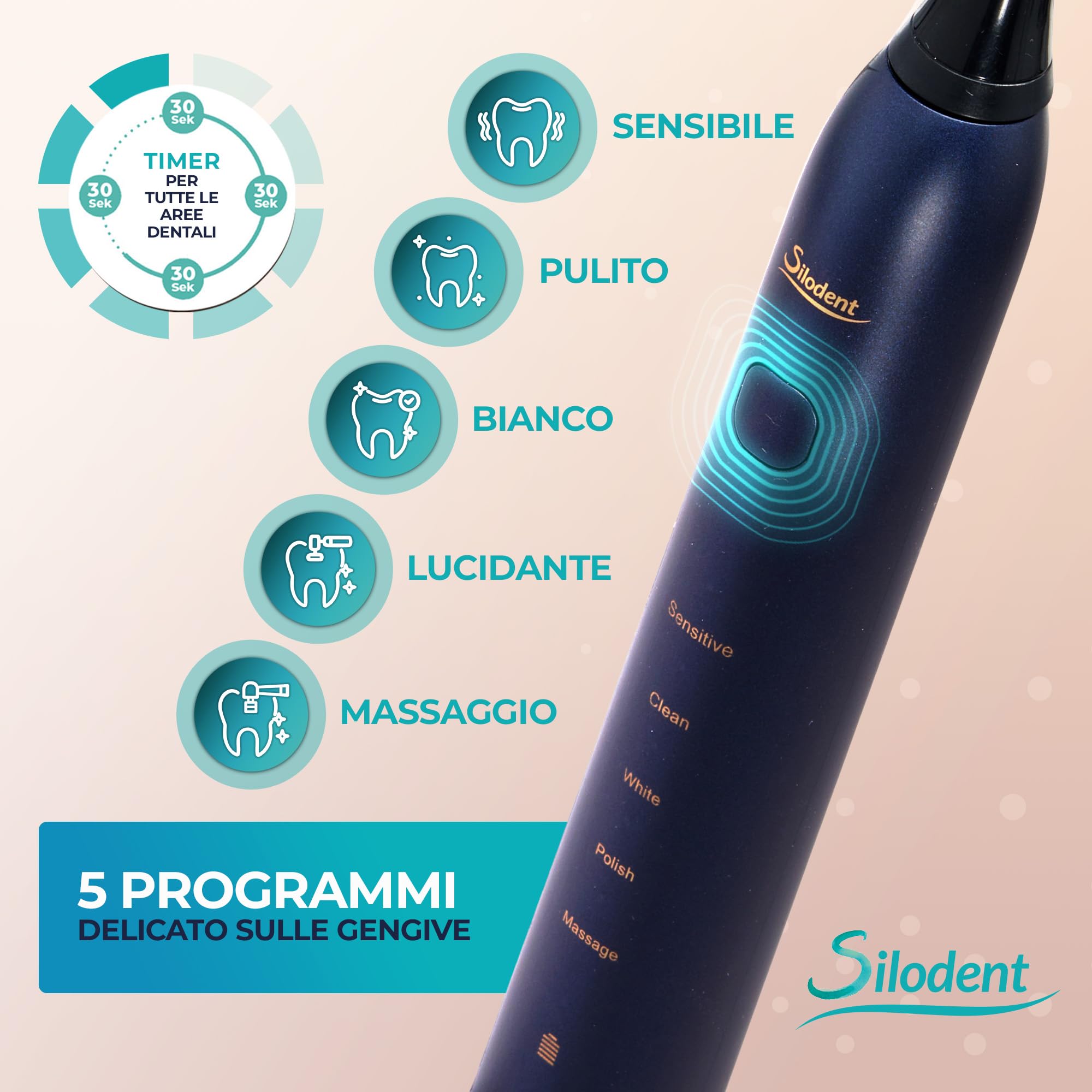 Spazzolino sonico Midnight Blue. Compatibile Sonicare, antisettico