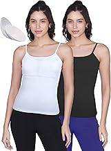 DChica Essentials Padded Camisole Bra for Young Women, Sleeveless Undershirts Cami Vest with Adjustable Straps, Cotton Camisole Tank Top/Innerwear for Women_Solid Pattern