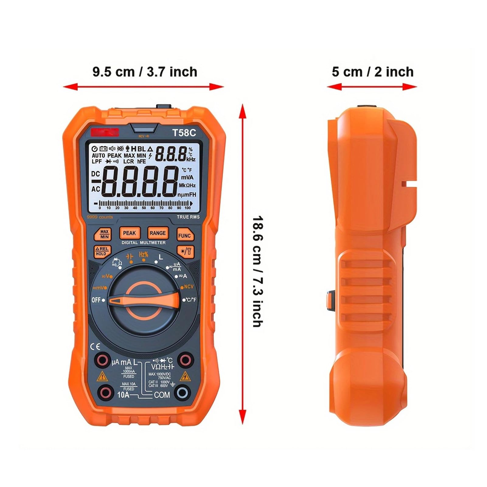 Cyfrowe Multimetr TRM 9999 COUNTS, T58C SMART DC AC Voltmeter Electrical Tester Podświetlenie LED LED LED