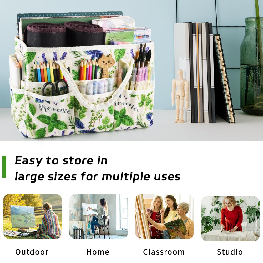 E-WEICHEN Organizador de manualidades, bolsa de almacenamiento de arte con múltiples bolsillos, contenedores de almacenamiento para arte, manualidades y suministros de oficina. Menta verde