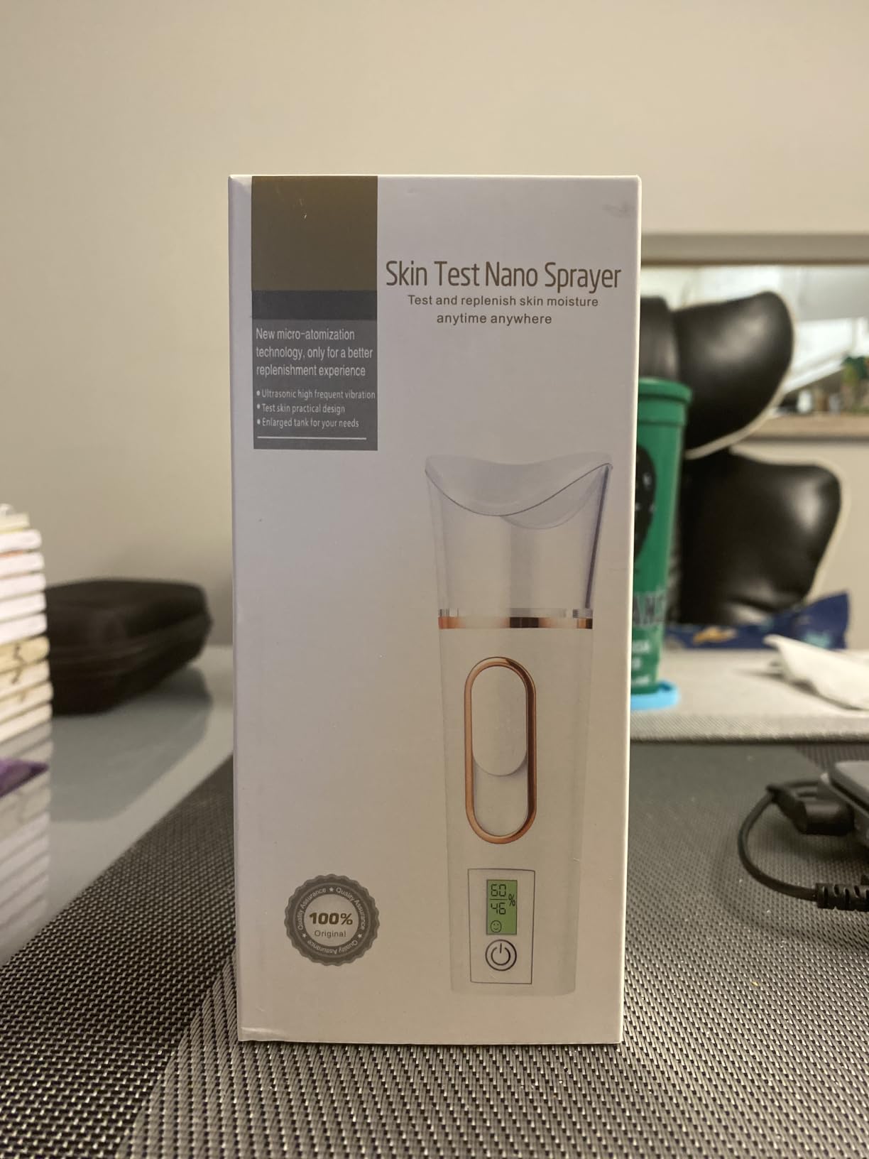 FATUXZ Handy Nano Mist Sprayer with Skin Analyzer Moisture Tester, Portable Facial Atomization Eyelash Extensions Steamer Mister,Mini Cool with Large Capacity,Face Moisturizing,Hydration Refreshing 30ml
