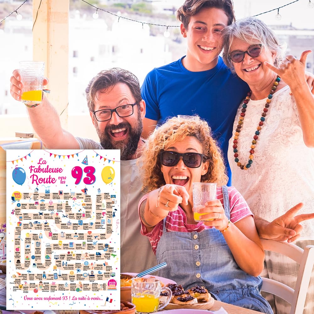 Carte D'anniversaire Back In 1932 [20,3 X 25,4 Cm] – Cadeau D'anniversaire Amusant Pour Femme Ou Homme – Décoration D'anniversaire Pour Grand-mère Ou Grand-père De 93 Ans – Pièce Maîtresse De Table