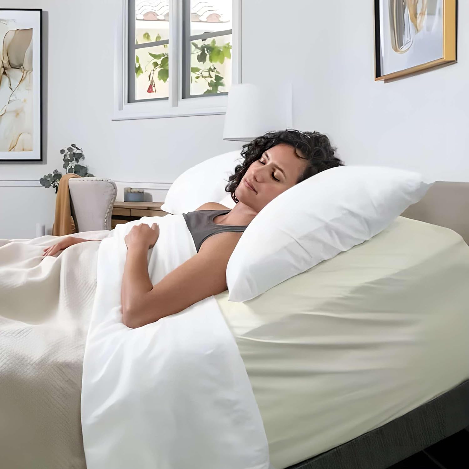 Zipper Fitted Sheet Twin XL - 12 Inch Deep Pocket Microfiber Fitted Sheet - Twin XL Size Mattress Cover, Soft and Durable, Ivory