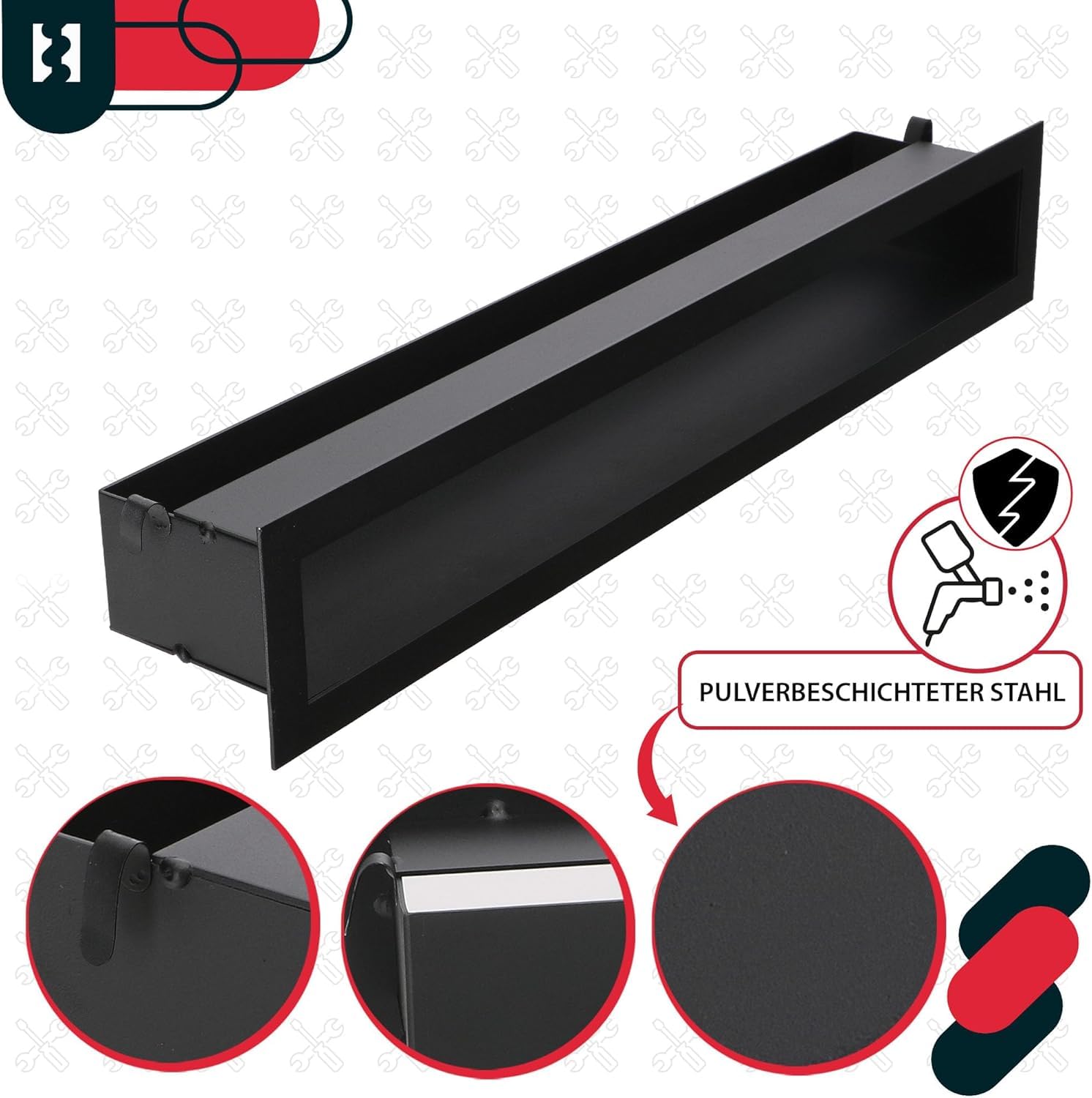 KOTARBAU® Rejilla Ventilacion - Acero Revestido - 60 cm - Negro - Rejilla Ventilacion Chimenea - Resistente Calor - Moderna Decorativa