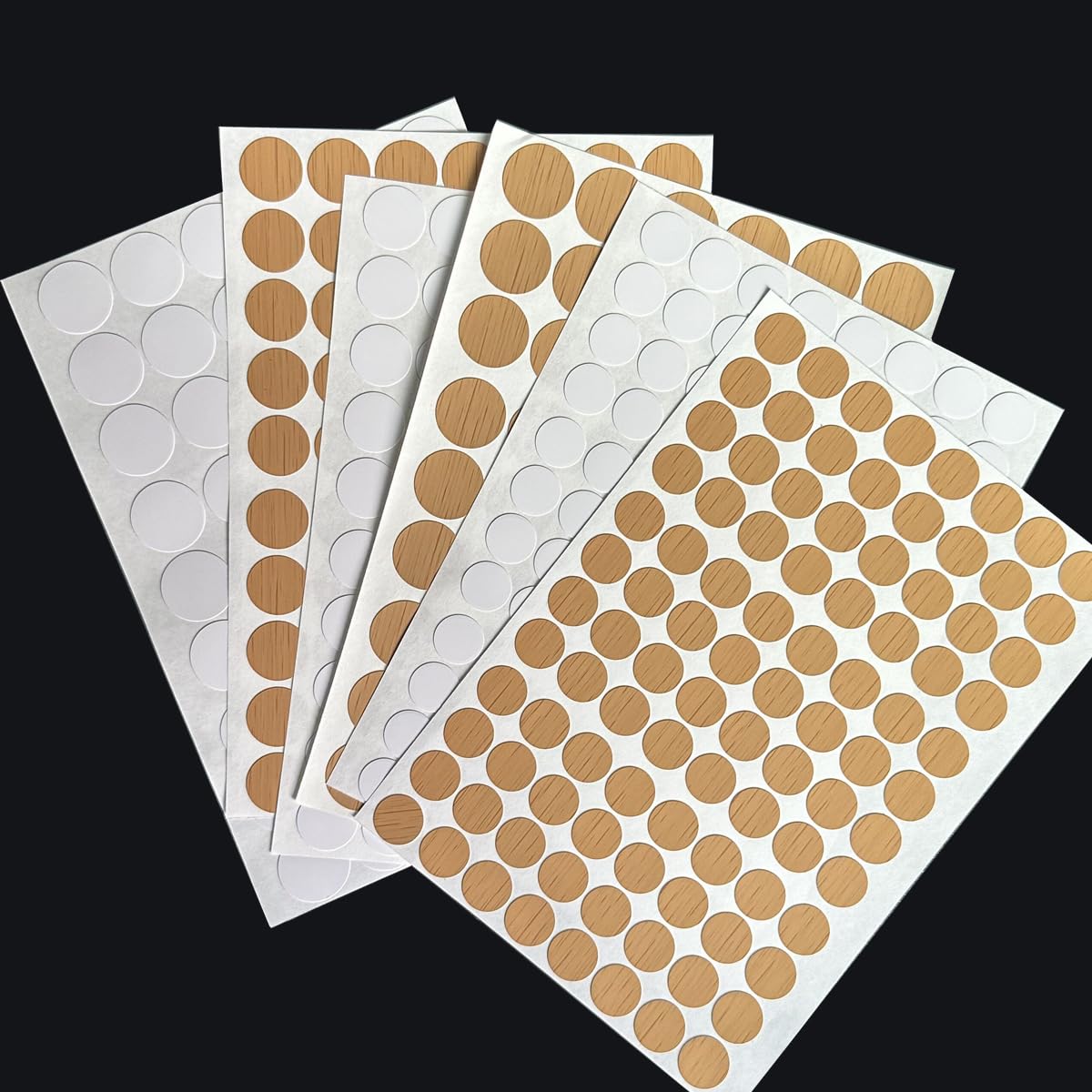 6Sheet /440Pcs PVC Self-Adhesive Screw Hole Stickers for Wardrobe,15mm 18mm 21mm Screws Covers Caps for Wood Screws (Mix Color(6 Sheet))