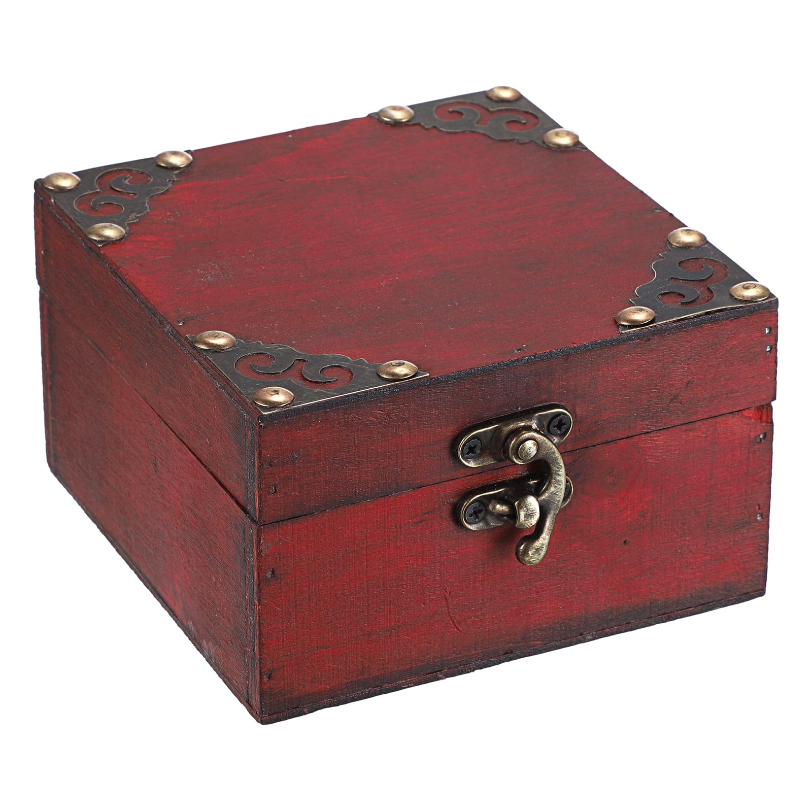 ELLDOO Small Treasure Jewelry Chest Box, Vintage Pirate Keepsakes Box for Gifts, Wooden Storage Box Decorative for Pearl Trinkets Tarot Cards Chakra Stone