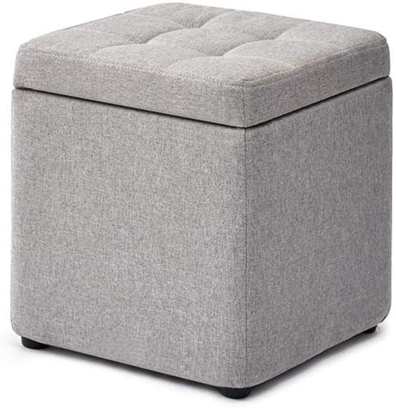 Ottoman stockage footstool gris en tissu pour salon et appartement