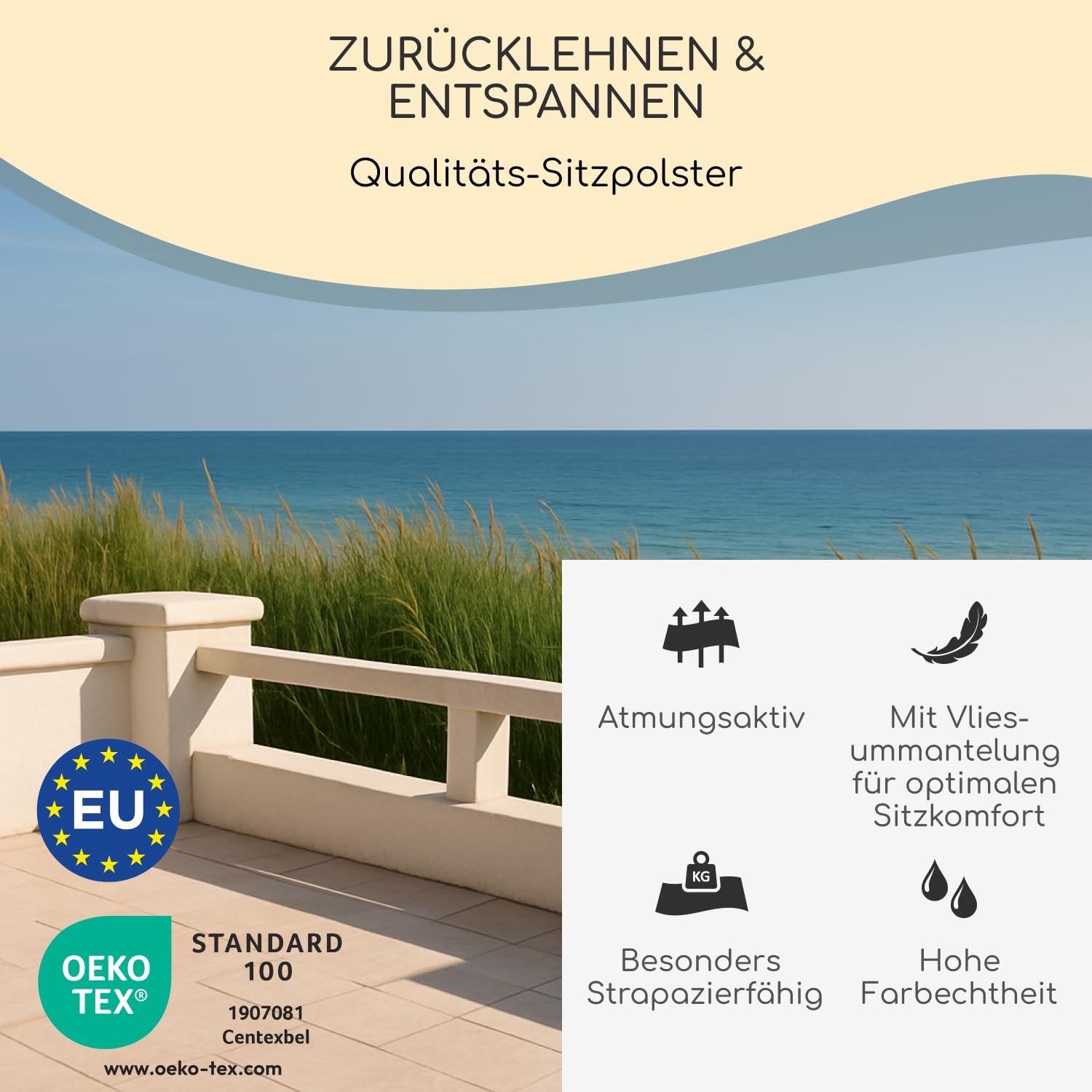 Gartenstuhlauflagen Hochlehner, 2er Set, Grau-Orange-Kariert