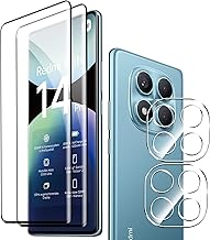 Protector de pantalla para Xiaomi Redmi Note 14 Pro 4G con protector de lente de cámara, película de vidrio templado antiarañazos de dureza 9H, compatible con funda,(No es 5G)