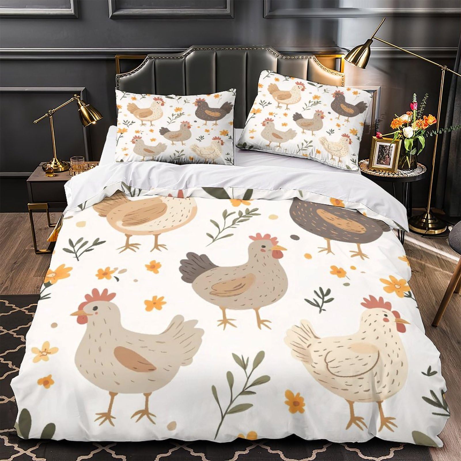 Housse de couette poulet 3D de qualité supérieure en microfibre résistante