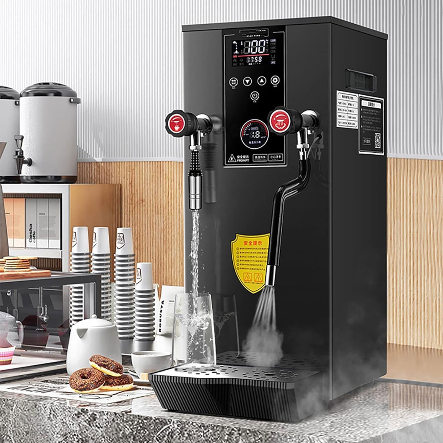 Montalatte elettrico, 2500 W, multiuso, con display a LED, vaporizzatore completamente automatico, capacità 12 l, per caffetterie e negozi di tè