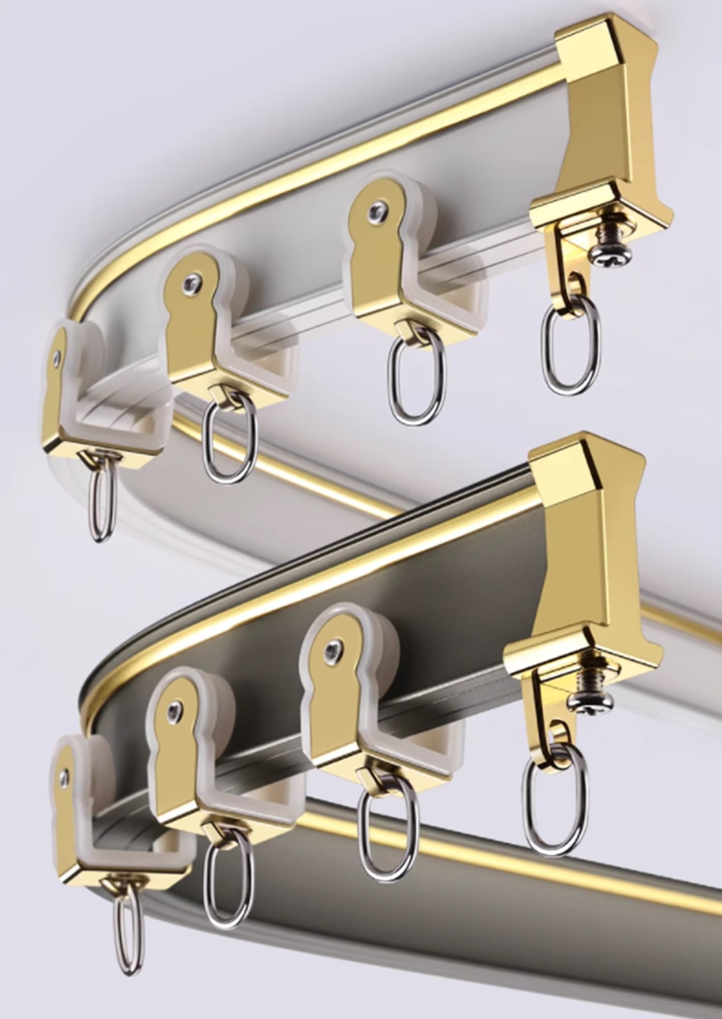 JEDAL Aluminium Ceiling Track Set Curved Curtain Tracks 1m~6m Extra Thick Curtain Rail Divider Partition Curtain Rails Ceiling or Wall Mounting (Color : Champagne, Size : 2.5m)