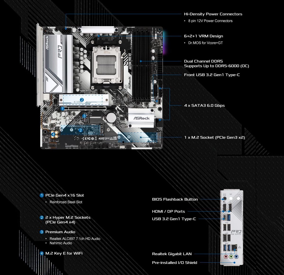 Amazon | ASRock マザーボード A620M Pro RS AMD Ryzen 7000 シリーズ
