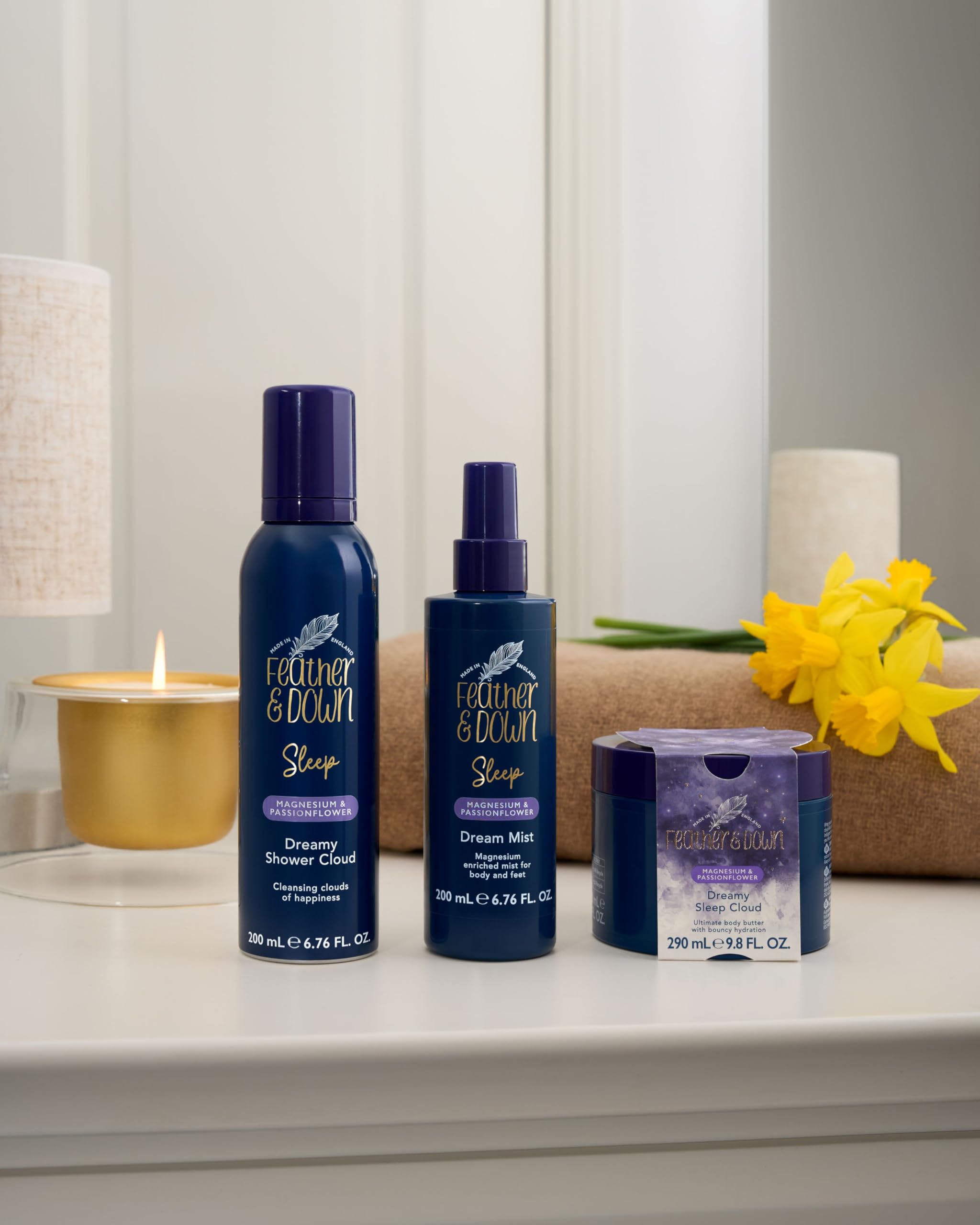 Feather & Down Magnesium and Passionflower Dream Mist (200ml) - Calming Sleep Aid, Soothing Body & Foot Mist Enriched with 5% Magnesium and Passionflower Extract, Relaxation Aromatherapy - 5