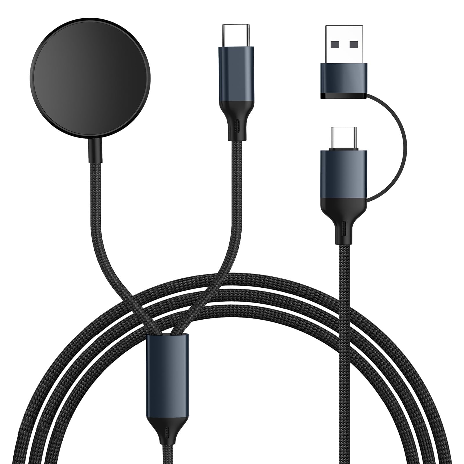 USB C Ladekabel für Samsung Galaxy Ladegerät - 2 in 2 Nylon Kabel Ladestation für samsung galaxy Watch 8/7/6/5/4/3 Serie, Typ C Schnellladekabel für Samsung Galaxy S25 S24 S23 S22 S21 S20 S10 Note 20