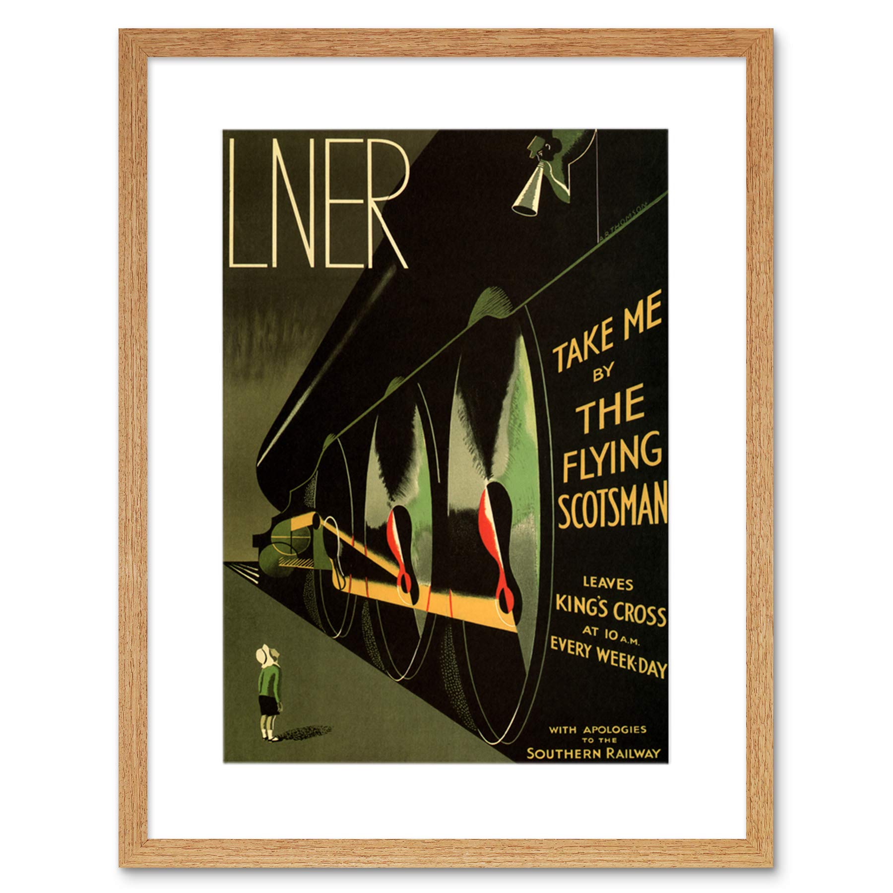 Wee Blue Coo Travel Lner Railway Flying Scotsman UK Locomotive Vintage Ad Art Framed Wall Art Print