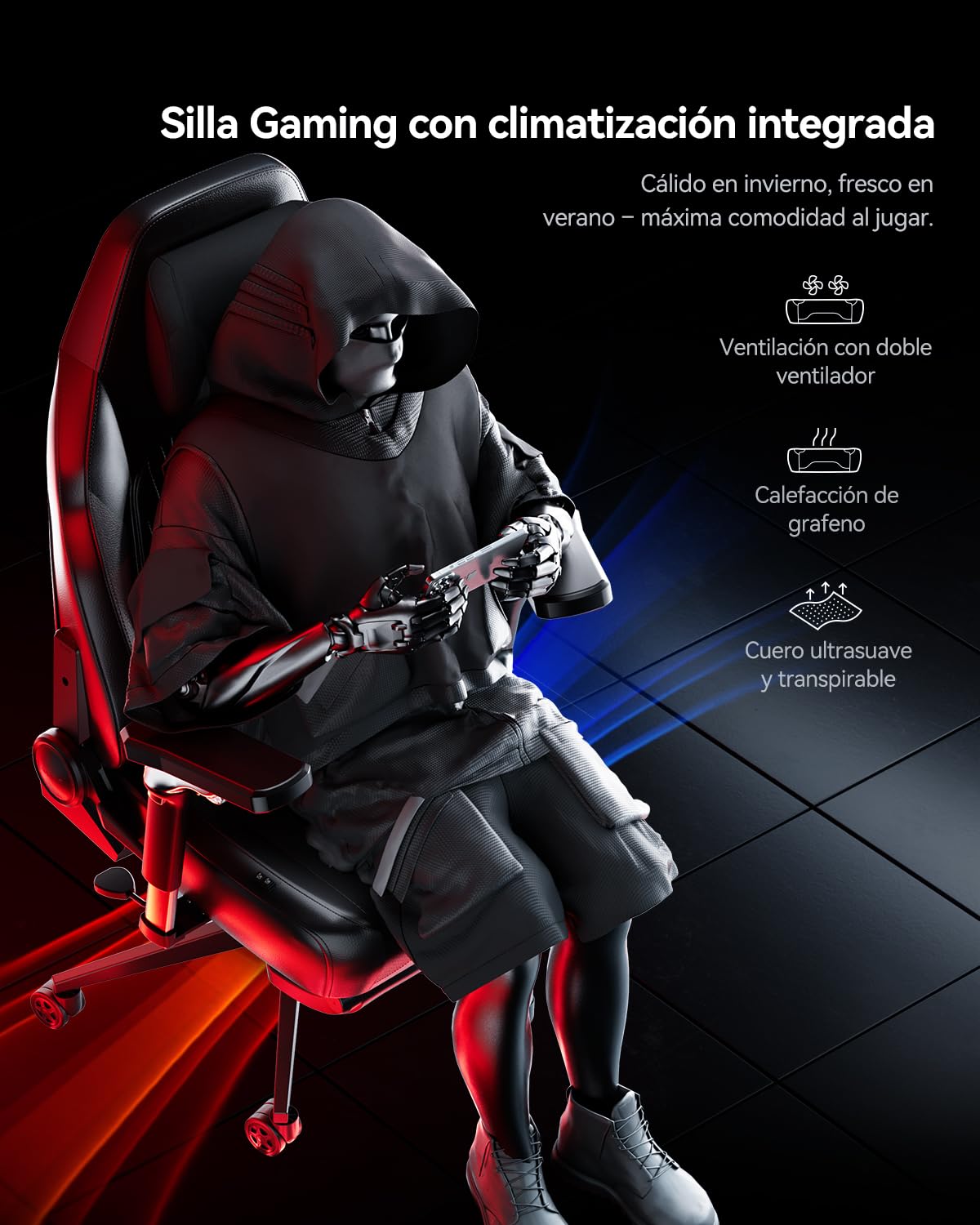 AutoFull M6 Pro 2.0 Silla Gaming Ergonómica | Silla de Juego con Reposabrazos 6D, Soporte Lumbar Dinámico y Reposapiés | Silla Gaming Ventilada y Calefactable (Nueva Generación)