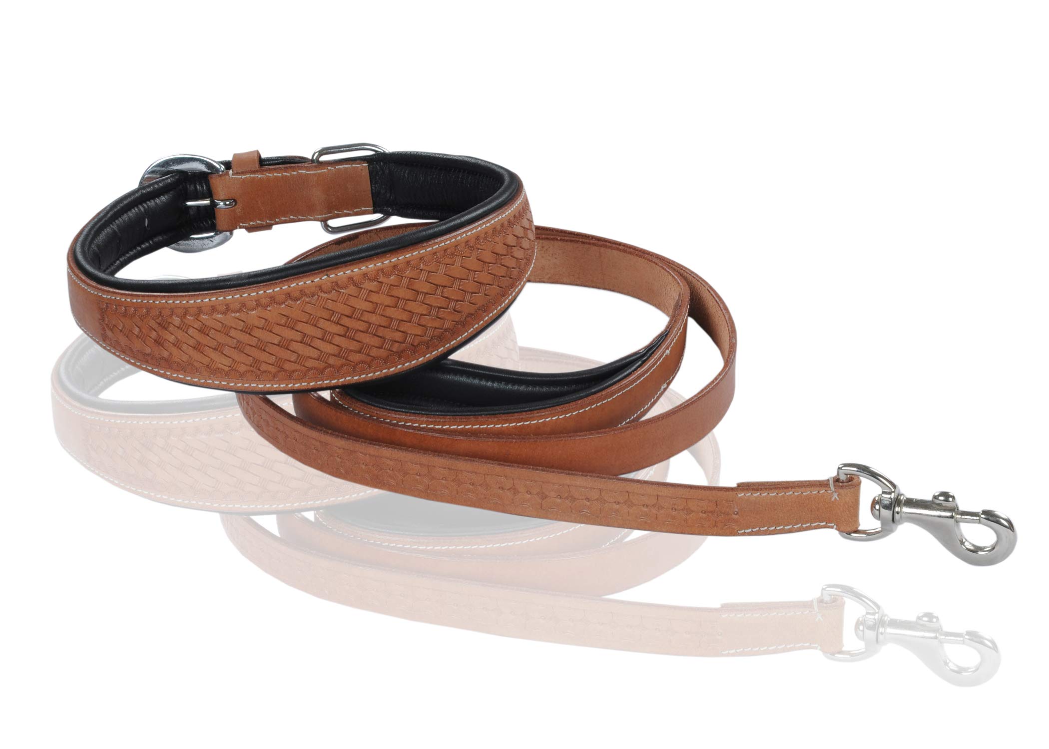 Skora Leather Padded Custom Handmade Hand Tool Dog Collar and Leash Set (Large) Combo Offer Dog Leash with Dog Leather Collar (B07FHLK2NS) Amazon Price History, Amazon Price Tracker
