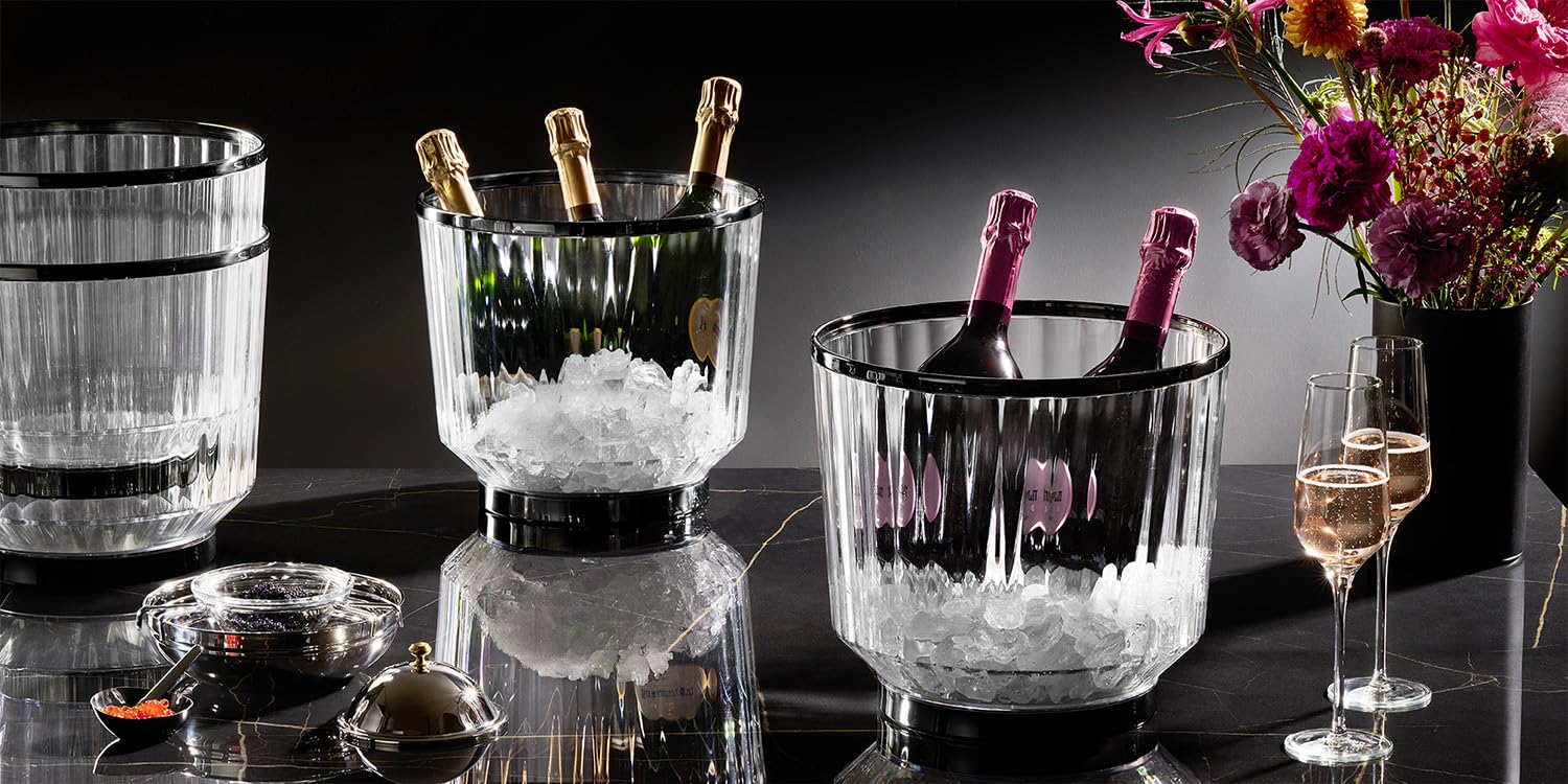 APS 36160 « AUREO » Seau à vin/à champagne, Ø 28 cm, H : 25 cm, 10 litres, polycarbonate, bord + anneau de fond, aspect bronze à canon, revêtement galvanisé, empilable