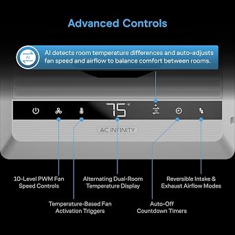 AC Infinity Room to Room Fan 6, Two-Way Reversible Airflow