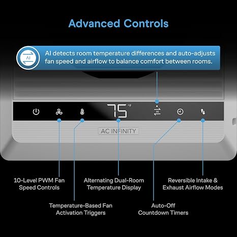 AC Infinity Room to Room Fan 6, Two-Way Reversible Airflow