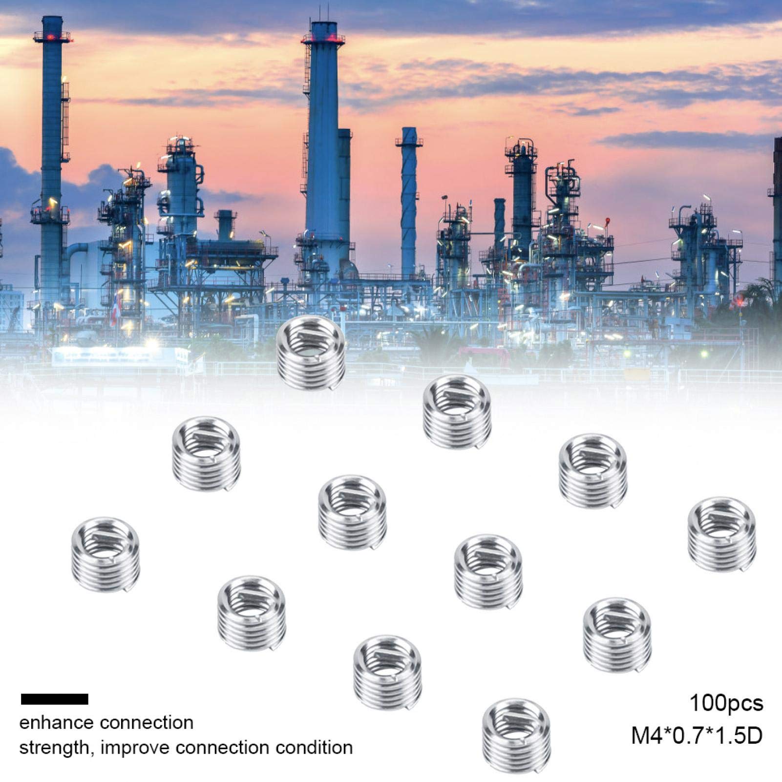 Fasteners 100 Pcs Threaded Inserts, Thread Repair Kit Coiled Wire Type Screw Repair Insert Assortment Kits Combination