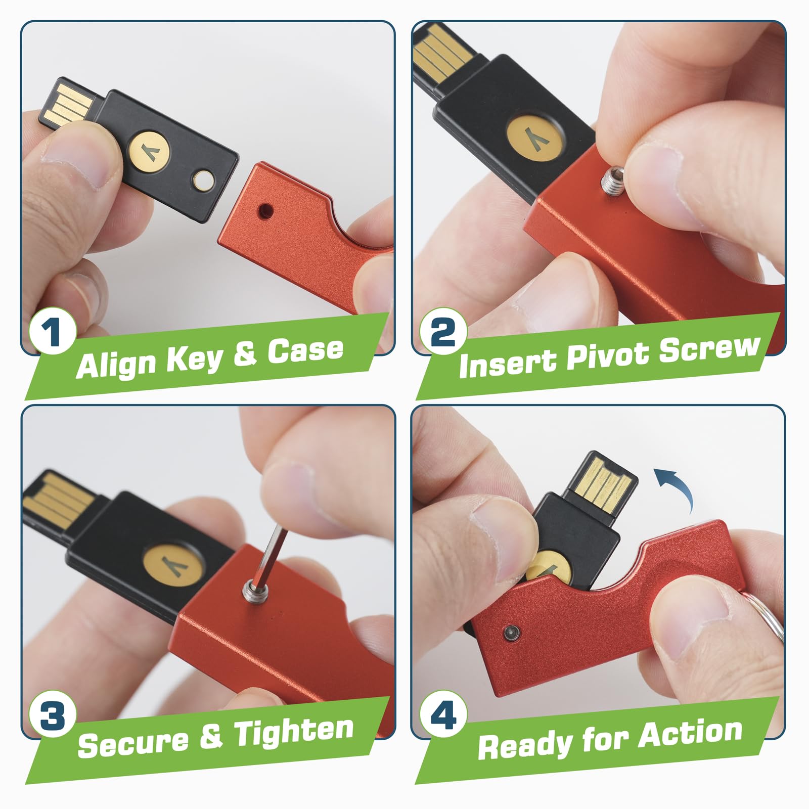 sciuU Funda Metálica con Diseño Plegable Giratorio Compatible con Yubico Security Key NFC/YubiKey 5 NFC / 5 NFC FIPS, USB-A - Carcasa de Aleación de Aluminio Protectora Resistente a los Arañazos