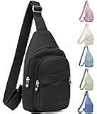 Small Sling Backpack Crossbody Sling Bag for Women, Chest Bag Daypack Fanny Pack Cross Body Bag for Outdoors Hiking Traveling - Black