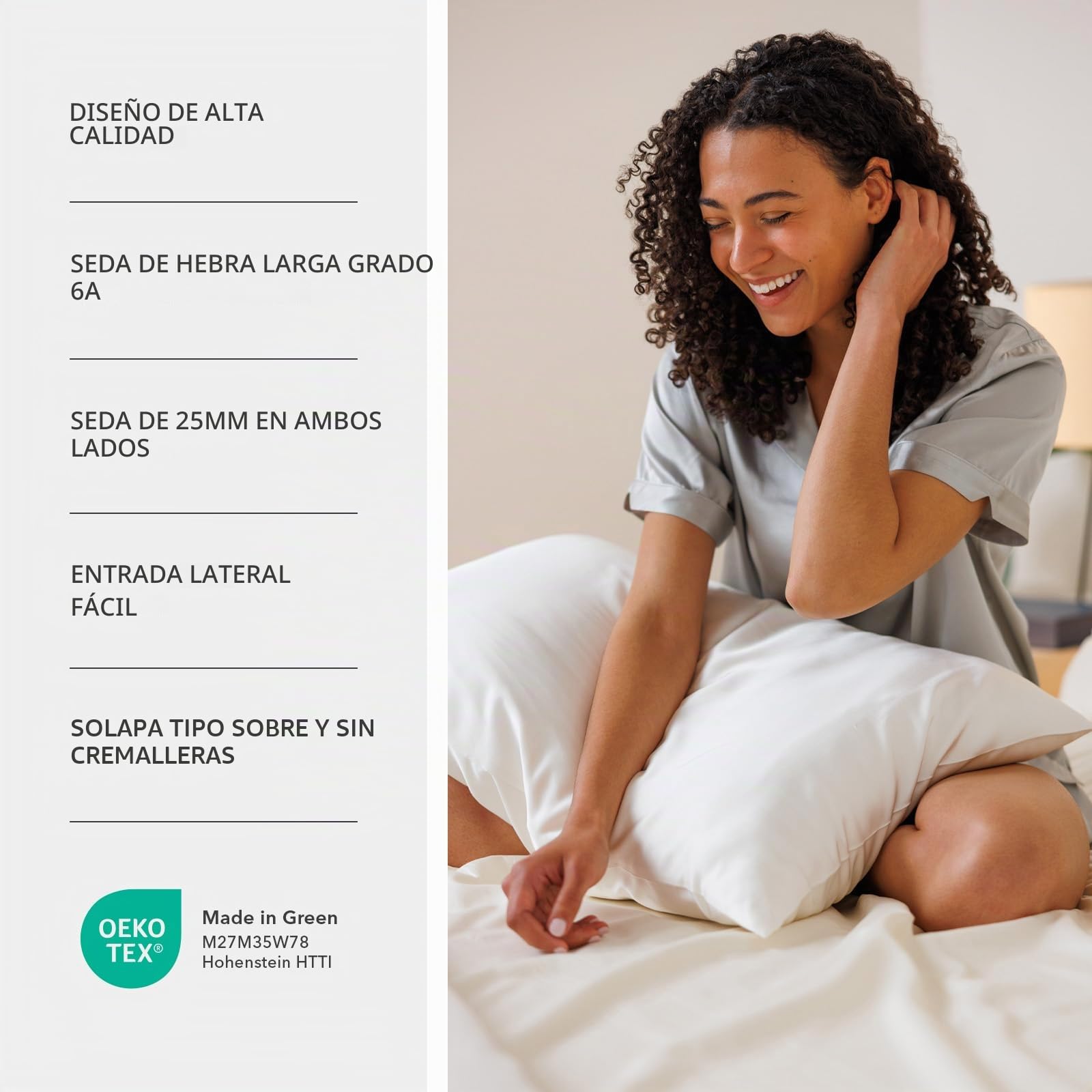 Fishers Finery Funda de Almohada de Seda de Morera 100% Pura de 25 mm, Ganador de Good Housekeeping (Plata, estándar)