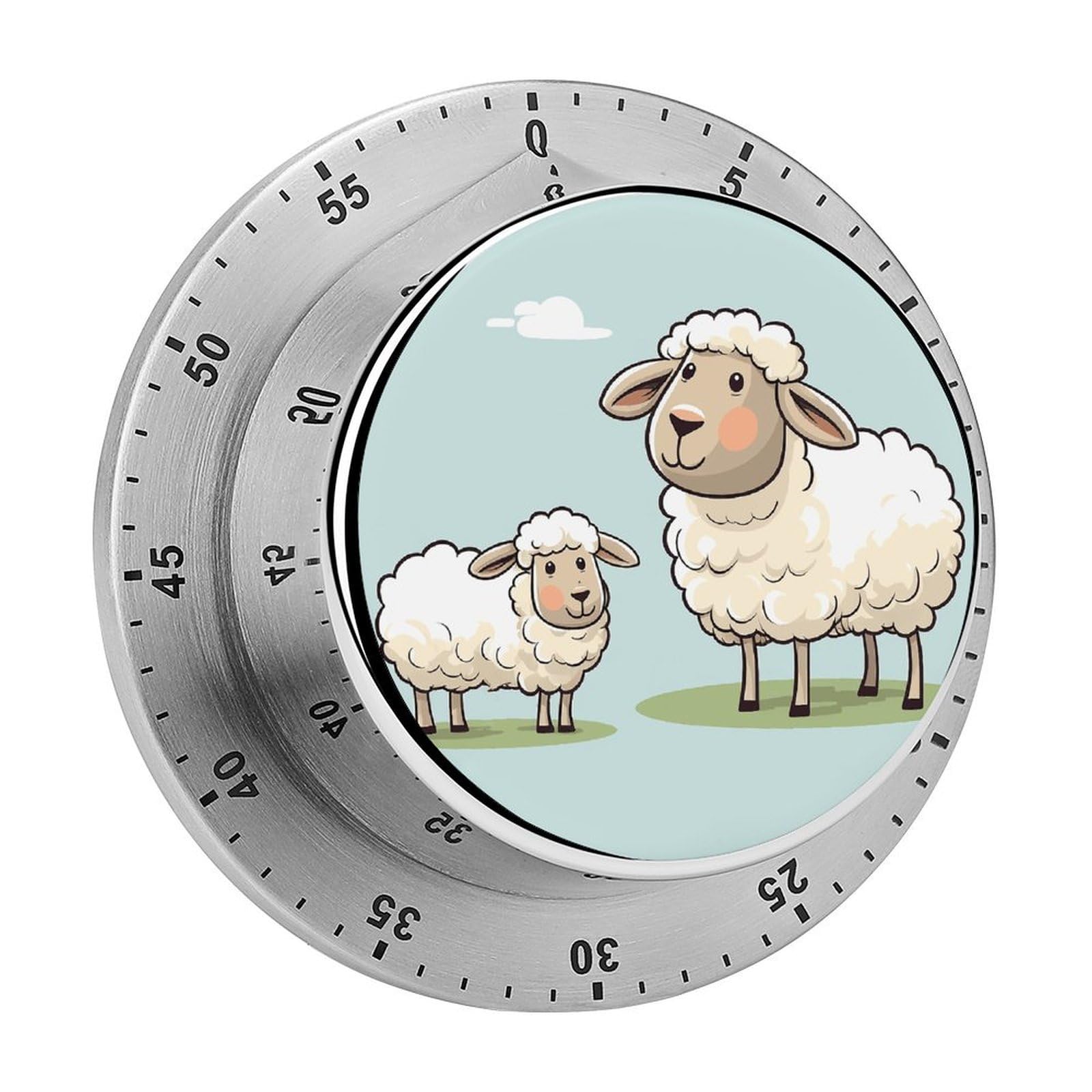 Adfgyerh Style Sheep And Lamb Cartoon Timer For Cooking, Kitchen Timer Magnetic No Batteries Required, Mechanical Timer With Loud Alarm, For Fitness Baking Exercise Oven