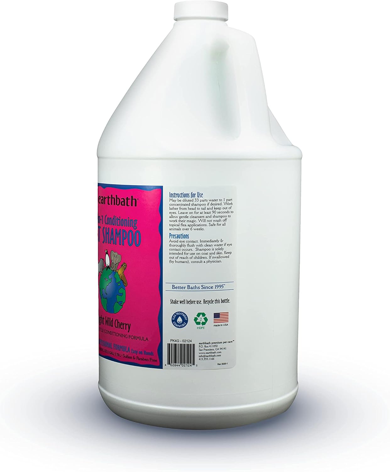 Earthbath 2-in-1 Conditioning Shampoo for Cats, Light Wild Cherry, 128oz – Cat Shampoo and Conditioner – Extra Gentle – Made in USA : Pet Shampoos : Pet Supplies