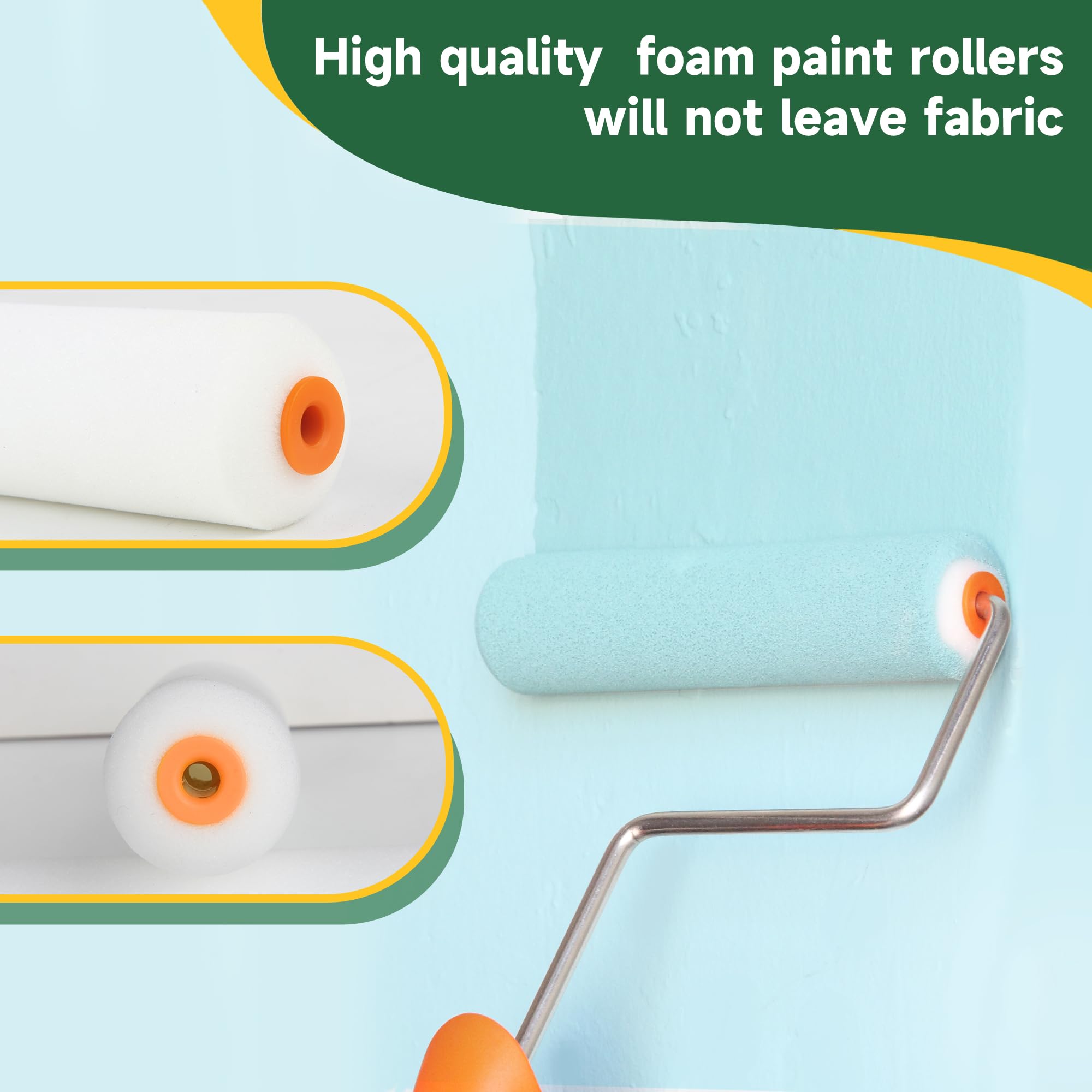 VOOMEY Rullo per verniciatura in schiuma ad alta densità, coperture per rullo da 15,2 cm, piccolo rullo per verniciatura, rulli in spugna per verniciare casa, pareti, soffitti, porte, mobili