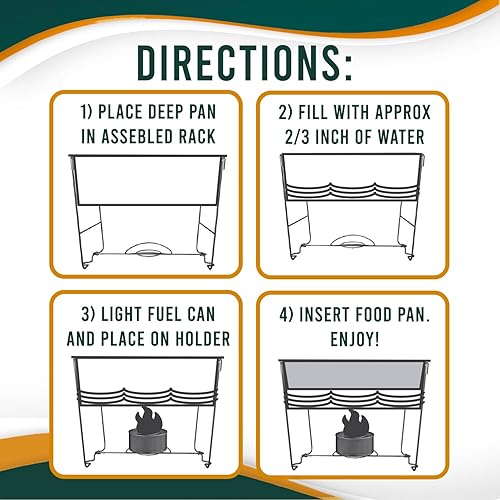 Miniatura 4 de Chafing Dish Buffet Set, Half Size, Disposable Catering Supplies -6 Pack- Food Warmers for Parties, Incl Wire Racks, Fuel, Aluminum Water Pans, Food