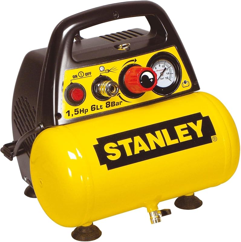 STANLEY D 200 Compressore 6 Lt 1,5Hp, Pressione Max 8 Bar/116 Ps, Rumorosità 97 Db, ‎38 x 38 x 35 cm, 9 Kg