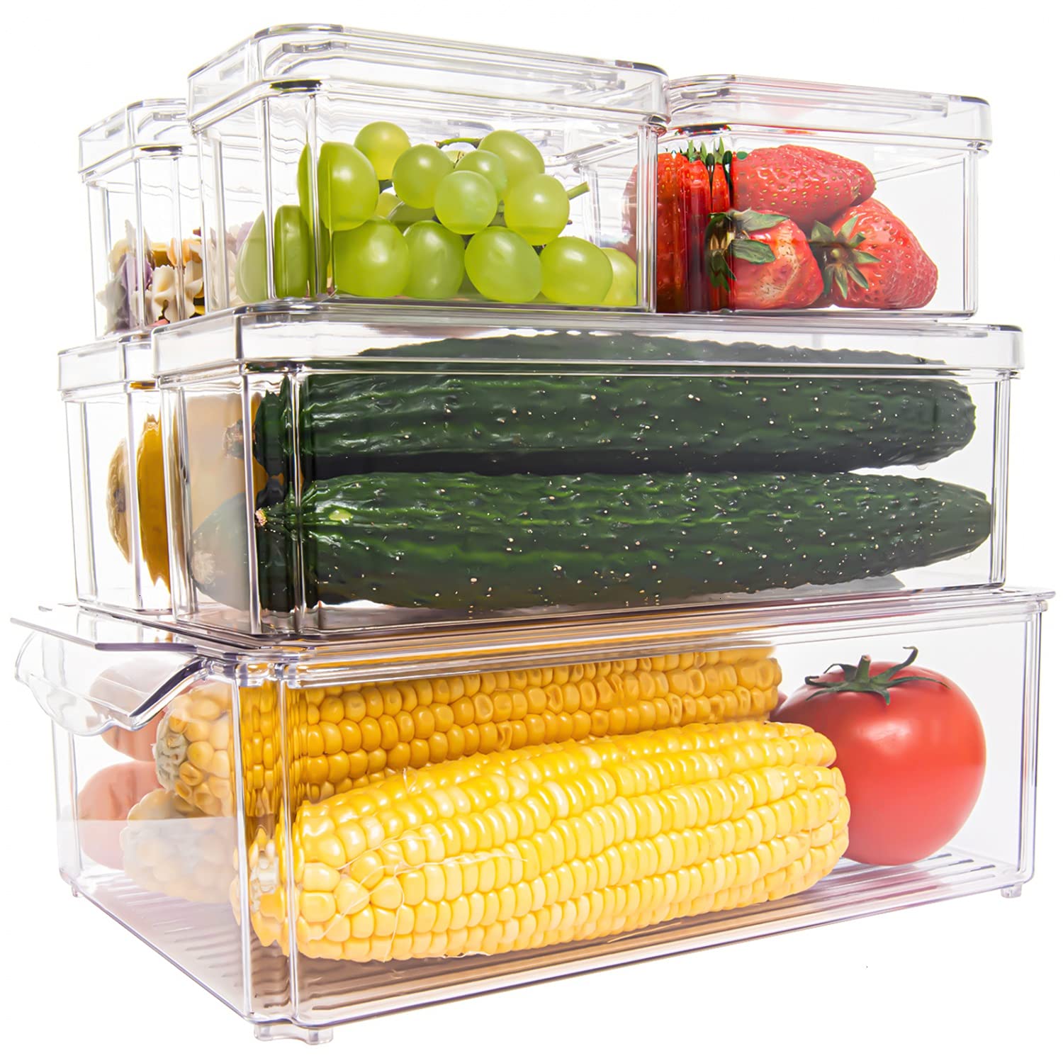 Pomeat 7Piece Vegetable Fruit Storage Containers for Fridge Produce