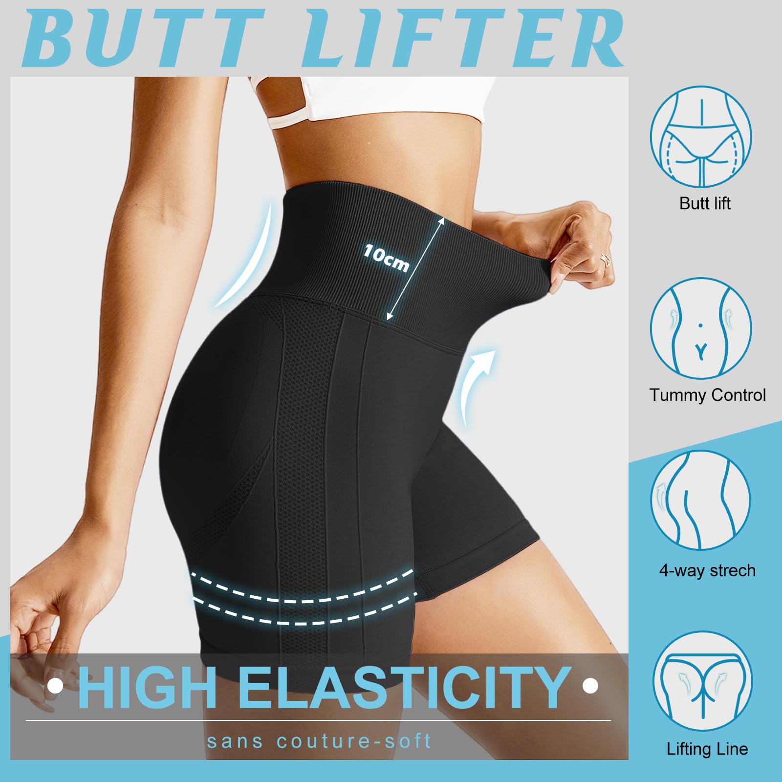 Lishang Leggins Deportivos Mujer Push Up Cintura Alta Sin Costuras Yoga Fitness Running