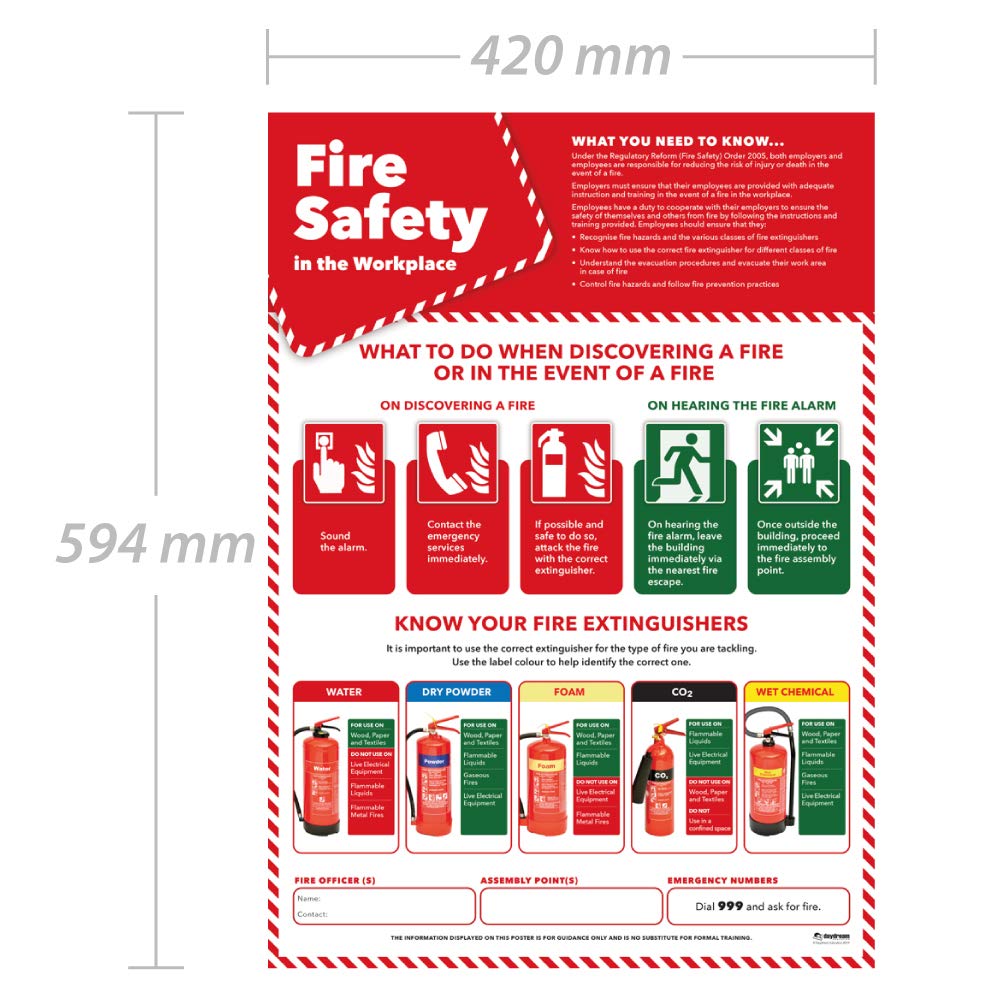 Fire Safety in the Workplace Health and Safety Posters Laminated