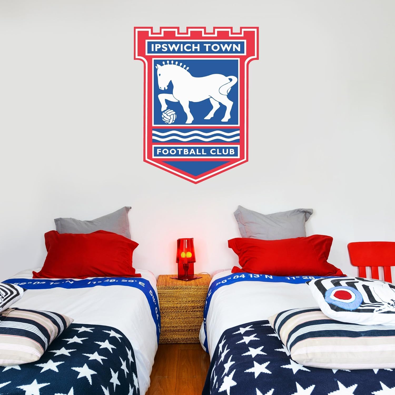 Beautiful Game Blue Ipswich Town Football Club Official Crest Wall Mural Sticker (90Cm Height X 72Cm Width)