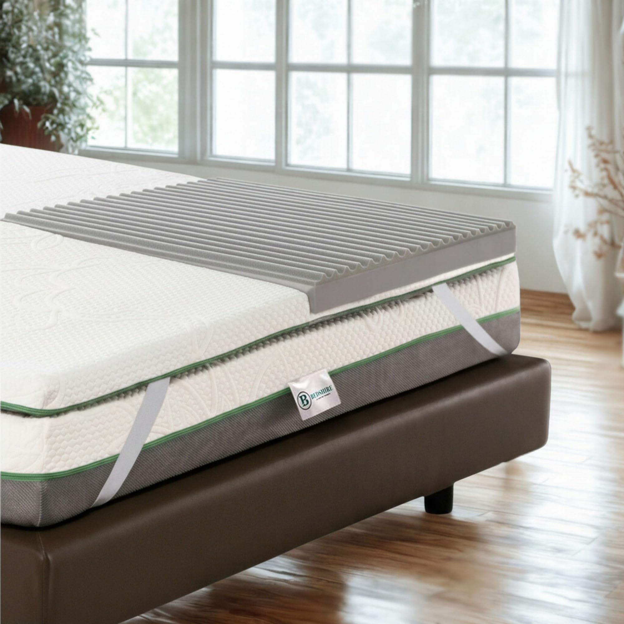 Bedshire Topper Orthofoam HD Matrimoniale 160x190 Materasso Correttore Rigido e Traspirante a 5 Zone Alto 5 cm con Rivestimento Sfoderabile Futon Ortopedico Made in Italy 100%