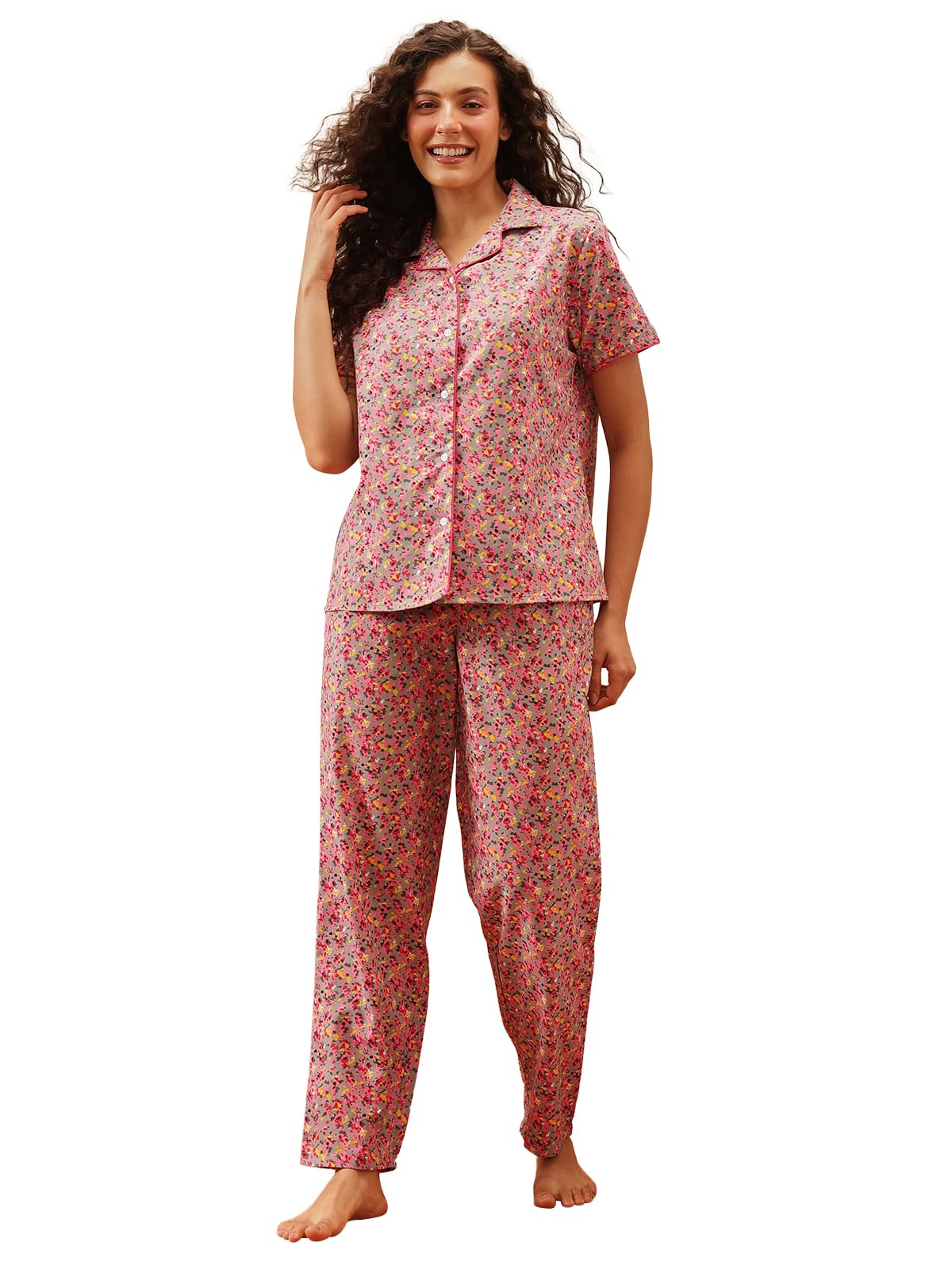 Night Suits for Women, Night Dresses for Women, Pyjama Set for Women, Cotton Night Suit for Women, Night Wear for Women, Lounge Wear Set for Women - Printed Shirt & Pyjama
