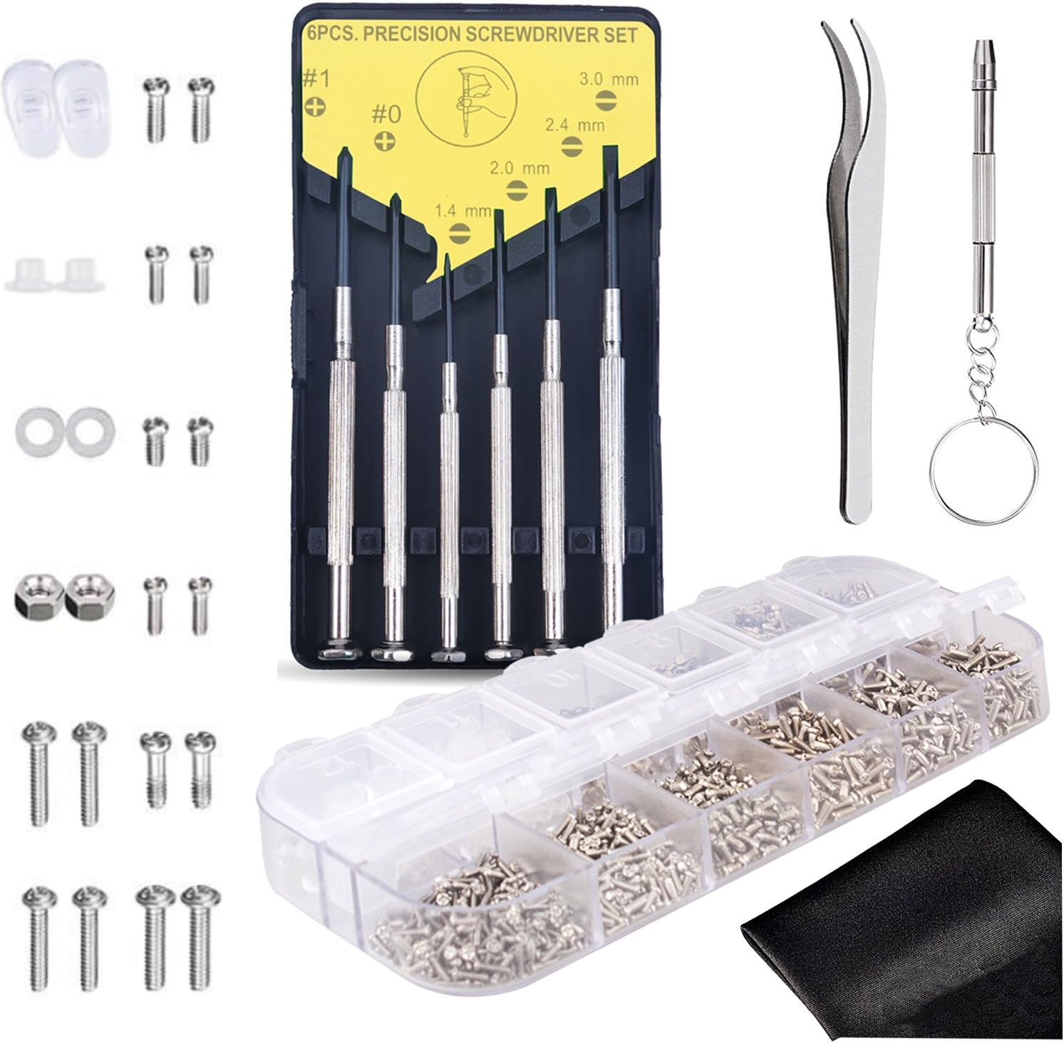 Eyeglasses Repair Kit 1100Pcs Small Screws and Nose Pads