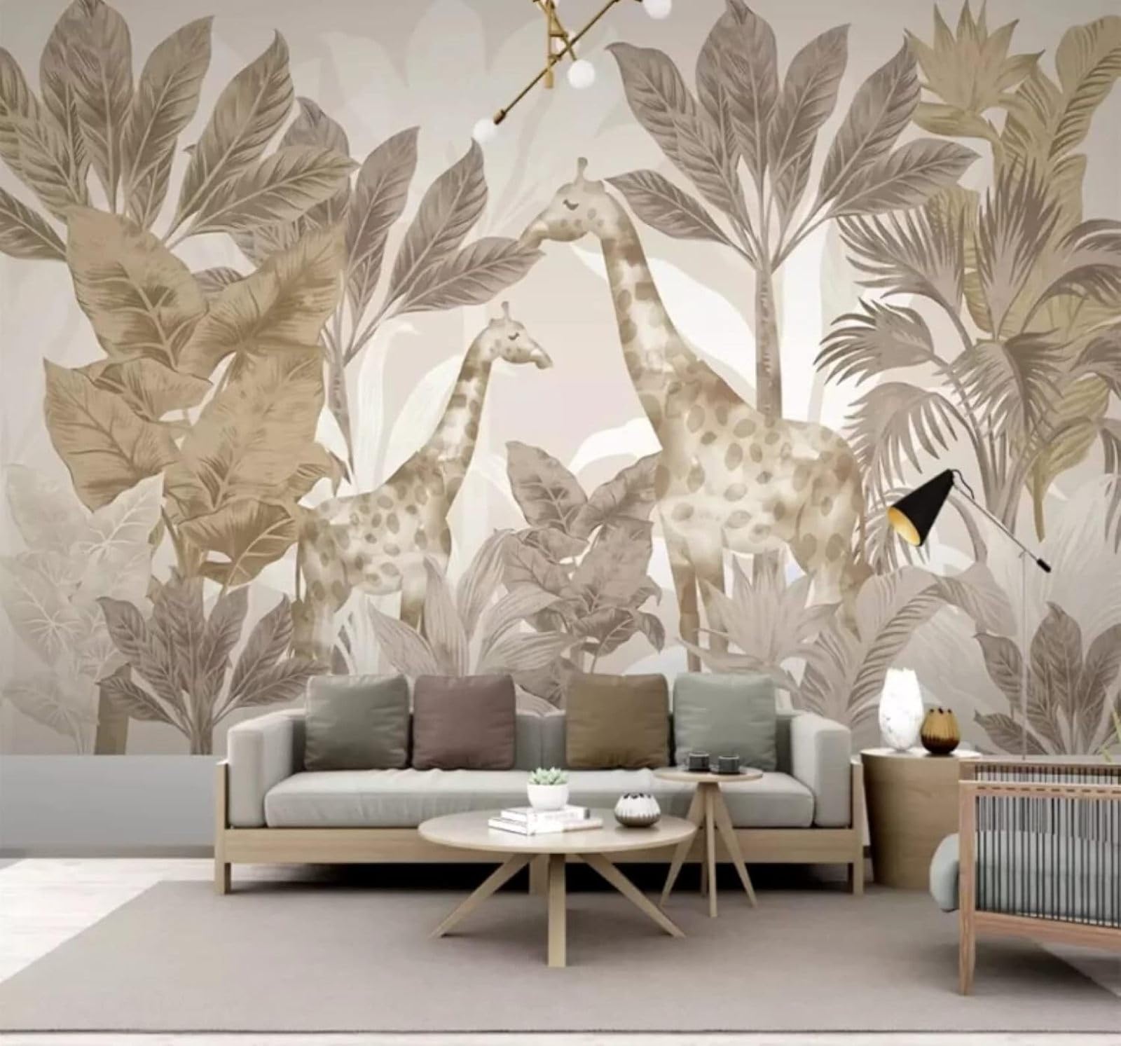XLMING Retro Hand Drawn Forest Animals Giraffe 3D Wallpaper Luxury Home Dining Decor Paste Sofa Living Room The Wall for Bedroom Mural-150cm×105cm